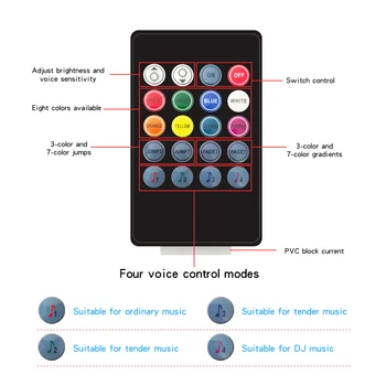 1-8 шт. Новый 20-клавишный музыкальный ИК-контроллер, черный звуковой датчик, пульт дистанционного управления для светодиодной ленты RGB, высокое качество 5