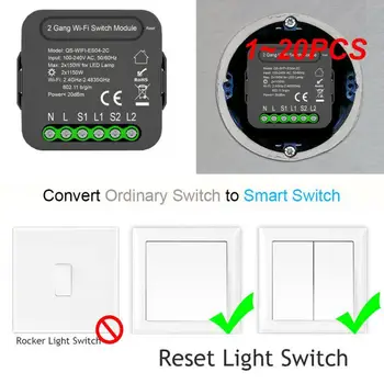 1 ~ 20ШТ Tuya WIFI Занавес Smart Switch Mini 3A Вкл-выкл Устройство Двойного 1/2-Полосного Дистанционного Голосового Группового Управления С Smart Life Alexa 0