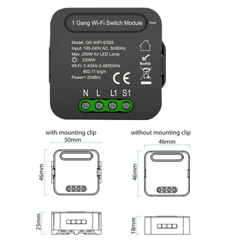 1 ~ 20ШТ Tuya WIFI Занавес Smart Switch Mini 3A Вкл-выкл Устройство Двойного 1/2-Полосного Дистанционного Голосового Группового Управления С Smart Life Alexa 4