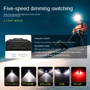 1 Комплект интеллектуального индукционного головного света Лампа для ночной рыбалки Фонарь для верховой езды Встроенный сильный свет 2