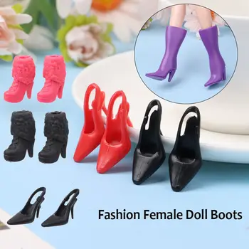 1 Пара кукольных туфель Разноцветные Пластиковые туфли Сапоги с длинными коленями для 1/6 кукол для кукол 30 см Женская разноцветная обувь Аксессуары для кукол