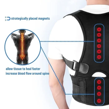 1 шт. бандаж для поддержки осанки с магнитной терапией - Регулируемые плечевые ремни для поддержки спины для улучшения грудного кифоза 2