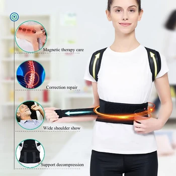 1 шт. бандаж для поддержки осанки с магнитной терапией - Регулируемые плечевые ремни для поддержки спины для улучшения грудного кифоза 4