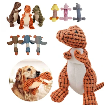 1 шт. Плюшевые игрушки-динозавры для домашних собак, Интерактивные игрушки для собак, Плюшевые игрушки для кошек, Пищащие Игрушки для собак, Скрежещущие зубами Игрушки Оптом 0
