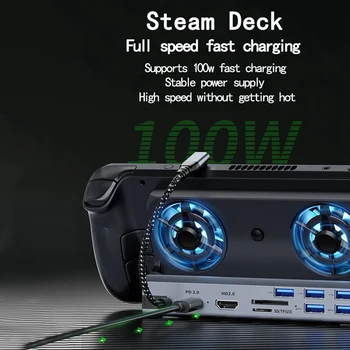 1 Штука док-станции Steam Deck 10 в 1 С Вентилятором, Подставкой для док-станции С поддержкой 4K при 60 Гц, Гигабитным Ethernet Для игровой консоли Steam Deck 4