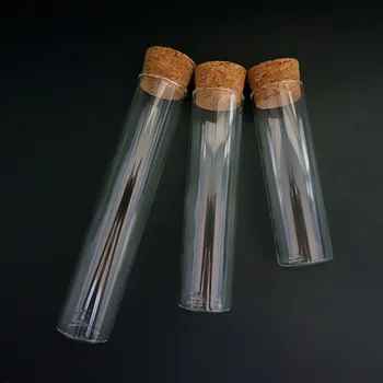 12 шт./лот Диаметр 30 мм Лабораторная стеклянная пробирка с плоским дном и пробковыми пробками Контейнер для лабораторной посуды 3