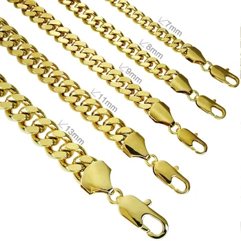 18-каратное желтое золото GF с вакуумным покрытием бордюрные кольца звено цепи твердый мужской женский браслет B147