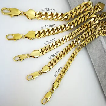 18-каратное желтое золото GF с вакуумным покрытием бордюрные кольца звено цепи твердый мужской женский браслет B147 1