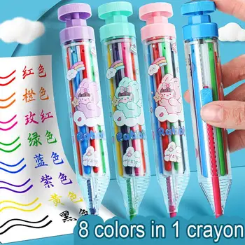 1шт 8 В 1 Разноцветные карандаши Креативный Push Стиль DIY Сменный Масляный пастельный карандаш для детей Инструменты для рисования граффити