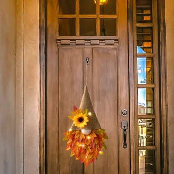 2 шт. Осенняя дверная гирлянда с подсветкой, искусственная осенняя дверная гирлянда на День Благодарения, домашний декор на Хэллоуин 3