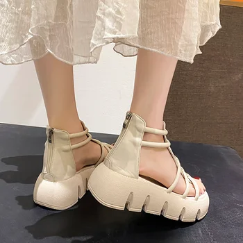 2023 Новые водонепроницаемые спортивные сандалии на платформе, легкие и удобные молнии сзади, летняя модная женская обувь на толстой подошве 2