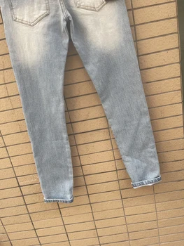 2023 Новые мужские джинсы d2 Slim Fit Small Straight Tung Wash Темно-синего цвета с микроэластичным отверстием для износа Tide 4