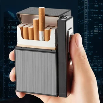 2024 Вмещает 20 Металлических портсигаров, USB-зажигалку, Ветрозащитную струйную перезаряжаемую газовую зажигалку, мужские аксессуары для курения 1