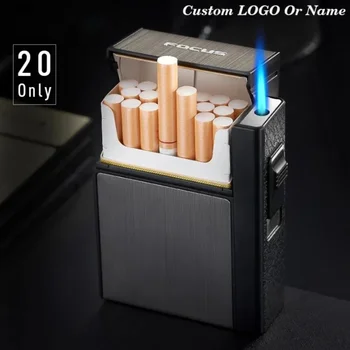 2024 Вмещает 20 Металлических портсигаров, USB-зажигалку, Ветрозащитную струйную перезаряжаемую газовую зажигалку, мужские аксессуары для курения 3