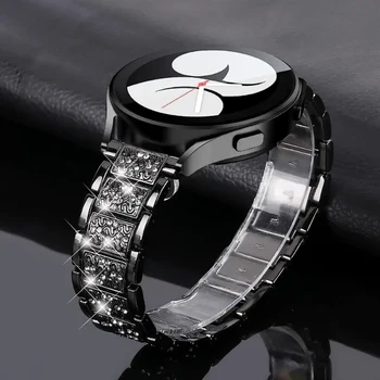 20мм 22мм Ремешок для Samsung Galaxy Watch 4/5/6/Classic/Pro 40 44мм Бриллиантовый браслет из нержавеющей стали correa Huawei GT 2e/3/4 ремешок 0