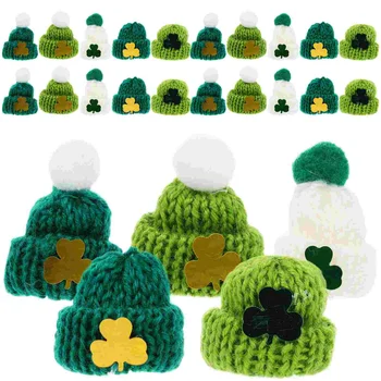 25шт миниатюрных вязаных шапочек Saint Patrick Вязаные шапочки своими руками, аксессуары ко Дню Святого Патрика 0