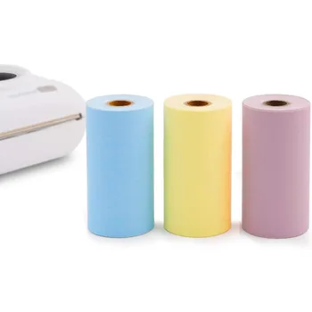 3-цветная Прямая Термобумага для Портативного Карманного Мобильного принтера PeriPage A6 57 мм x 30 мм, Без Клея, Черный на Желтом /Синем /Розовом