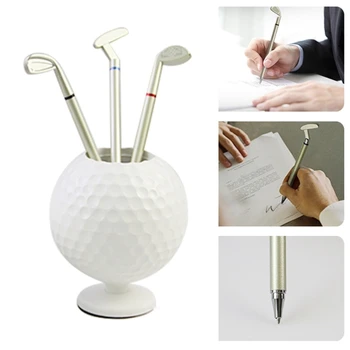 3ШТ Набор шариковых ручек для мини-клюшек для гольфа с чашкой для держателя шариковой ручки для гольфа
