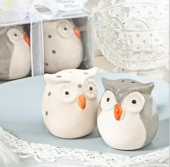 5 комплектов керамических солонок и перечниц в виде совы В подарочной коробке, подойдут для подарков в виде детского душа, свадьбы, Дня рождения, юбилея, сувенира 0