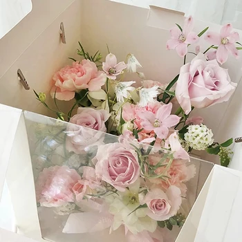 5 шт./лот Портативные подарочные коробки для хранения цветов Коробка для цветов с ручкой Свадебное украшение для вечеринки Подарочная коробка для дня рождения 3