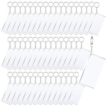 50 шт сублимационной акриловой заготовки для брелка Clear Song Key Chain Blank For Vinyl Kit прямоугольная цепочка для ключей 0