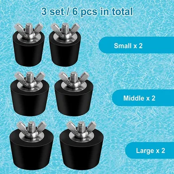6 упаковок, утепляющая заглушка для бассейнов 3 размера для отверстий в бассейне, расширительные заглушки для надземного скиммера для бассейна 3