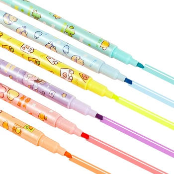 6 Цветных Маркеров Ручки Для Рисования Красочные Маркеры DIY Double Line Pen для Детей и взрослых Back to School Supplies 3