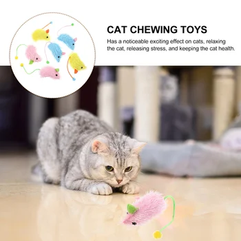 6 шт. интерактивных игрушек для мышей и кошек, плюшевых котенков, домашних кошек, жующих и кусающихся домашних животных 4