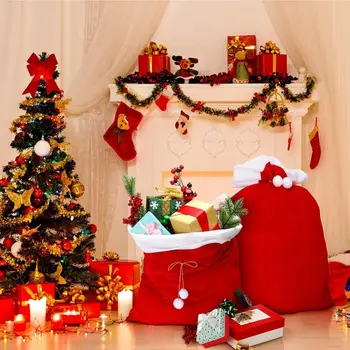 70x50 см Красные Подарочные Пакеты Санта-Клауса, Большие Высококачественные Золотые Бархатные Супер Мягкие Пакеты Для Конфет, Новогодний Рождественский Подарок Санта-Клауса 0