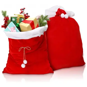 70x50 см Красные Подарочные Пакеты Санта-Клауса, Большие Высококачественные Золотые Бархатные Супер Мягкие Пакеты Для Конфет, Новогодний Рождественский Подарок Санта-Клауса 1