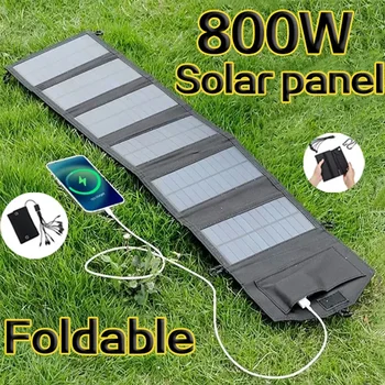 800 Вт 6-кратное портативное зарядное устройство для солнечных батарей из поликристаллического кремния USB 5 В постоянного тока складная солнечная панель для зарядки мобильного телефона power bank