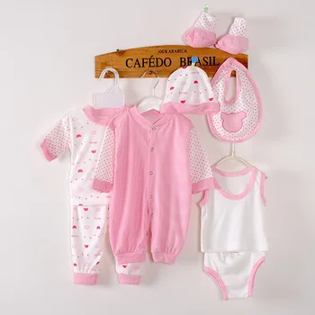 8ШТ Комплект одежды для новорожденных мальчиков, комбинезон с принтом для маленьких девочек, костюм из чистого хлопка, детские принадлежности в комплекте