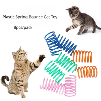 8шт Пластиковая Пружинящая Игрушка Для Кошек Красочная Гибкая Игрушка Для Кошек Cat Coil Toy Cat Dog Интерактивные Забавные Игрушки Pet Favor Toy Товары Для Домашних Животных 0