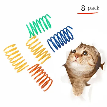8шт Пластиковая Пружинящая Игрушка Для Кошек Красочная Гибкая Игрушка Для Кошек Cat Coil Toy Cat Dog Интерактивные Забавные Игрушки Pet Favor Toy Товары Для Домашних Животных 1