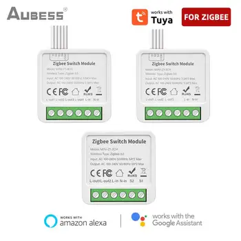 Aubess Tuya Wifi / Zigbee Mini Smart Switch 2/3/4 группы Поддерживает двустороннее управление с помощью Smart Life Alexa Google Home Яндекс Алиса