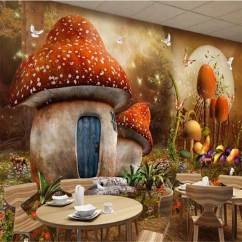 beibehang Пользовательские обои 3d сказочный фантастический грибной домик фон детской комнаты настенная живопись papel de parede 3d обои