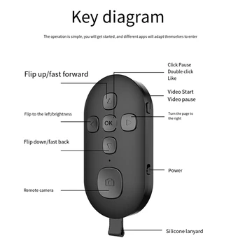 Bluetooth 5.0 Кнопка дистанционного управления мобильным телефоном для селфи-затвора мобильного телефона, беспроводной контроллер для перелистывания страниц электронной книги 2