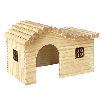 C63B Прочный деревянный домик-гнездо для хомячков Без запаха, нетоксичные Деревянные замки Маленькие 0