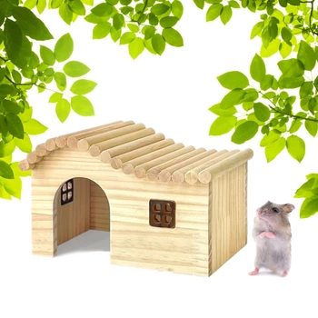 C63B Прочный деревянный домик-гнездо для хомячков Без запаха, нетоксичные Деревянные замки Маленькие 1