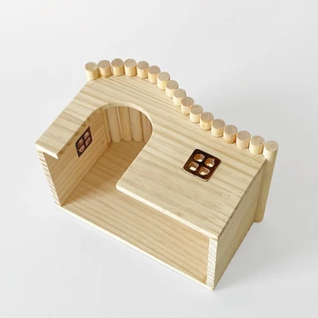 C63B Прочный деревянный домик-гнездо для хомячков Без запаха, нетоксичные Деревянные замки Маленькие 2