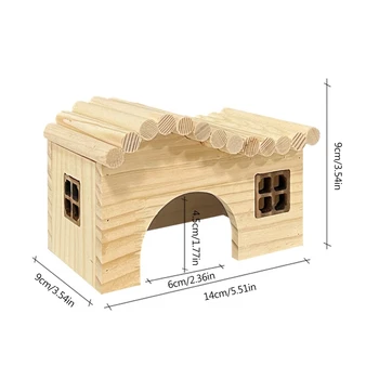 C63B Прочный деревянный домик-гнездо для хомячков Без запаха, нетоксичные Деревянные замки Маленькие 5