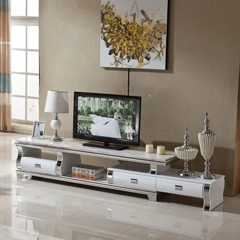 Linlamlim Стильный мебельный гарнитур для гостиной с мраморной складной подставкой для телевизора и журнальным столиком из нержавеющей стали TV Table Centro Table 1