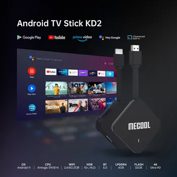 Mecool KD2 Сертифицированный Google медиаплеер Android 11 TVBox 4G 32G Amlogic S905Y4 DDR4 Androidtv 5G WiFi Prime Video