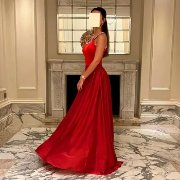 Msikoods Роскошные Красные вечерние платья Русалки с бисером на шее, драпированная юбка, платье для выпускного вечера, вечерние платья для невесты 4