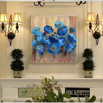 Pintura de lienzo grande pintada a mano flores abstractas pintura al óleo en lienzo pared arte pared imagen para decoración del 4