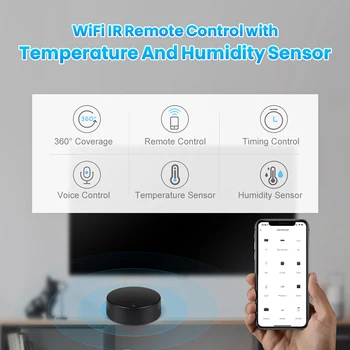 Tuya WiFi 3 В 1 ИК Универсальный Пульт Дистанционного Управления Датчиком Температуры И Влажности Smart Life App Control Работа с Alexa Google Home 2