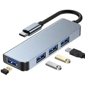 USB C-КОНЦЕНТРАТОР Type C к HDMI-совместимому адаптеру USB 3.0 4 в 1, док-станция Type C для MacBook Pro Air, USB C-разветвитель