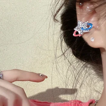 YOUNGX INS Style Sweet Cool Star Ear Clip Y2K Модные Милые Красочные Блестящие Серьги с цирконом для женщин в подарок Ювелирные изделия 2