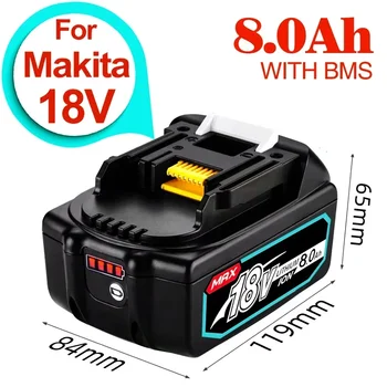 Аккумуляторная Батарея 18V 6.0 8.0Ah Для Электроинструментов Makita со Светодиодной Литий-ионной Заменой LXT BL1860 1850 18v 9 A 6000mAh 1