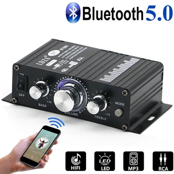Аудиоусилитель Bluetooth 2.0 Канальный Выходной Сигнал HIFI Mini Amp С Регулируемыми Высокими Басами 30 Вт + 30 Вт Поддержка Автомобиля/Компьютера/телевизора Черный 12V2A